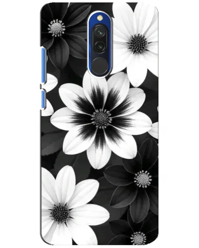 Чехол для Xiaomi Redmi 8 с картинкой «Монохромные астры»