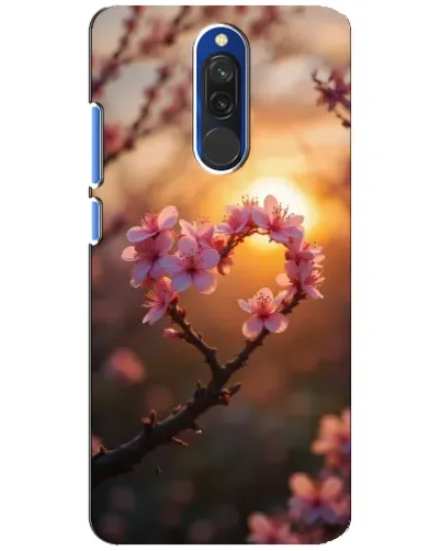 Чехол для Xiaomi Redmi 8 с картинкой «Розовый цвет сердце на фоне заката»