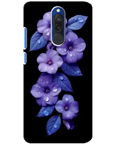 Чехол для Xiaomi Redmi 8 с картинкой «Фиолетовые цветы с росою»