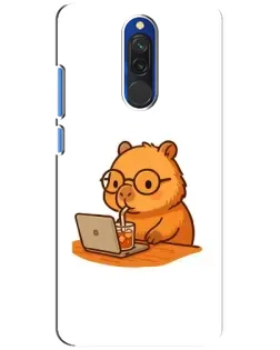 Чохол для Xiaomi Redmi 8 з картинкою «Капібара з ноутбуком»