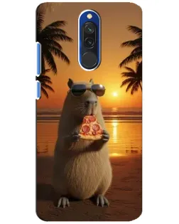 Чохол для Xiaomi Redmi 8 з картинкою «Капібара з піцою»