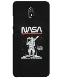 Чехол для Xiaomi Redmi 8A с картинкой «NASA — шагаем по Луне»
