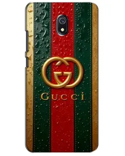 Чехол для Xiaomi Redmi 8A с картинкой «Gucci — фирменная полоса и золото»