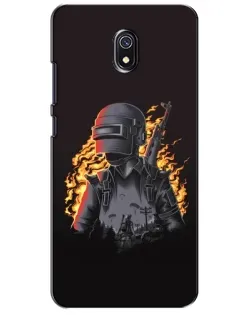 Чехол для Xiaomi Redmi 8A с картинкой «PUBG — огненный силуэт»