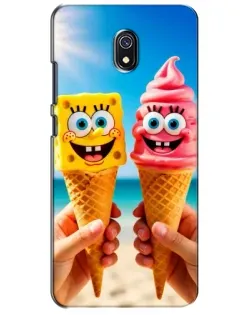 Чехол для Xiaomi Redmi 8A с картинкой «Спанч Боб мороженое»