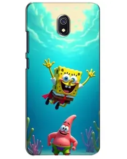 Чехол для Xiaomi Redmi 8A с картинкой «Спанч Боб под водой»