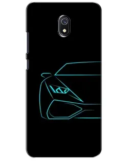 Чехол для Xiaomi Redmi 8A с картинкой «Голубой силуэт Lamborghini»