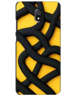 Чехол для Xiaomi Redmi 8A с картинкой «Черное желтое переплетение»