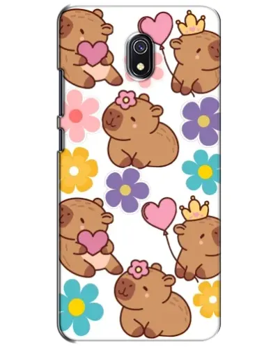 Чохол для Xiaomi Redmi 8A з картинкою «Квітковий паттерн капібар»