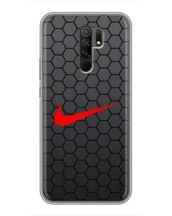 Чехол для Xiaomi Redmi 9 с картинкой «Nike — карбоновая сетка»
