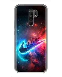 Чехол для Xiaomi Redmi 9 с картинкой «Огненный логотип Nike»