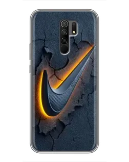 Чехол для Xiaomi Redmi 9 с картинкой «Объемный логотип Найк»