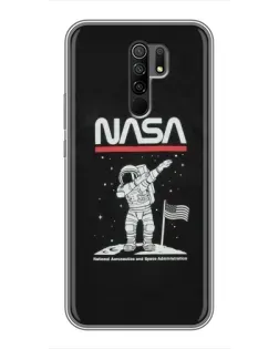 Чехол для Xiaomi Redmi 9 с картинкой «NASA — шагаем по Луне»