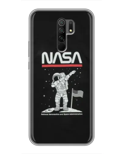 Чехол для Xiaomi Redmi 9 с картинкой «NASA — шагаем по Луне»