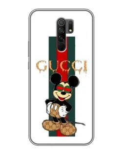 Чехол для Xiaomi Redmi 9 с картинкой «Микки Маус Gucci — полосы»