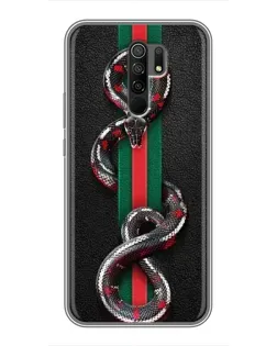 Чехол для Xiaomi Redmi 9 с картинкой «Gucci — змея на полосе» Чехол для Xiaomi Redmi 9 с картинкой «Gucci — змея на полосе»