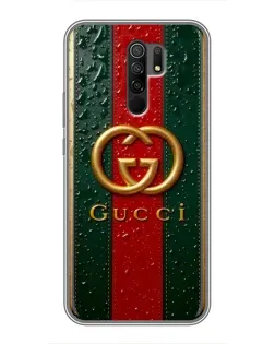 Чехол для Xiaomi Redmi 9 с картинкой «Gucci — фирменная полоса и золото» Чехол для Xiaomi Redmi 9 с картинкой «Gucci — фирменная полоса и золото»
