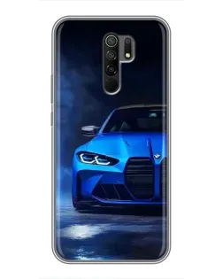 Чехол для Xiaomi Redmi 9 с картинкой «Голубая BMW M4»