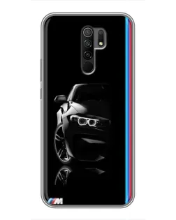Чехол для Xiaomi Redmi 9 с картинкой «Силуэт BMW в темноте»