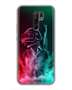 Чехол для Xiaomi Redmi 9 с картинкой «PUBG — огненный воин»