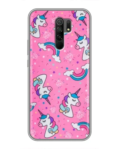 Чехол для Xiaomi Redmi 9 с картинкой «Unicorn паттерн розовый»
