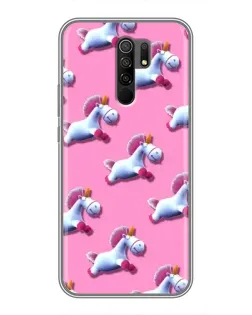 Чехол для Xiaomi Redmi 9 с картинкой «Единороги на розовом»