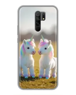 Чехол для Xiaomi Redmi 9 с картинкой «Пара единорогов»