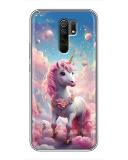 Чехол для Xiaomi Redmi 9 с картинкой «Единорог среди облаков»