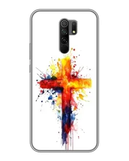 Чехол для Xiaomi Redmi 9 с картинкой «Акварельный крест»