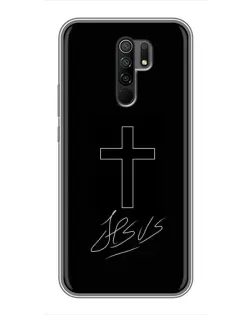 Чехол для Xiaomi Redmi 9 с картинкой «Графический крест Jesus»