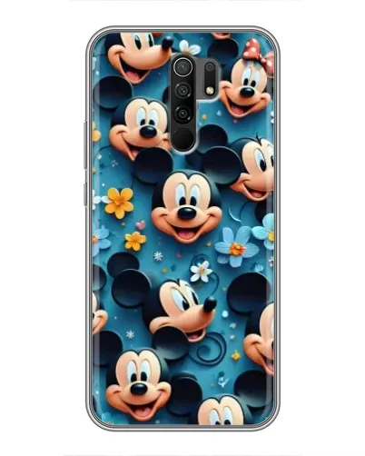 Чехол для Xiaomi Redmi 9 с картинкой «Паттерн Микки и Минни»