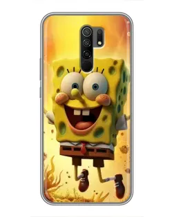 Чехол для Xiaomi Redmi 9 с картинкой «Губка Боб прыгает»