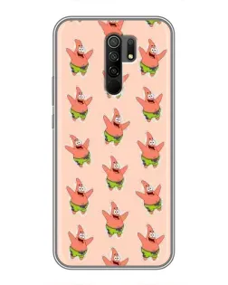 Чехол для Xiaomi Redmi 9 с картинкой «Патрик Стар паттерн»