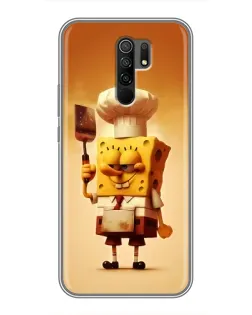 Чехол для Xiaomi Redmi 9 с картинкой «Губка Боб повар»