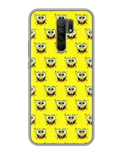 Чехол для Xiaomi Redmi 9 с картинкой «Паттерн Губка Боб»