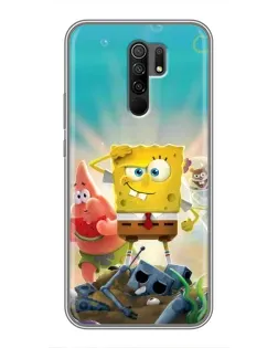 Чехол для Xiaomi Redmi 9 с картинкой «Спанч Боб победитель»