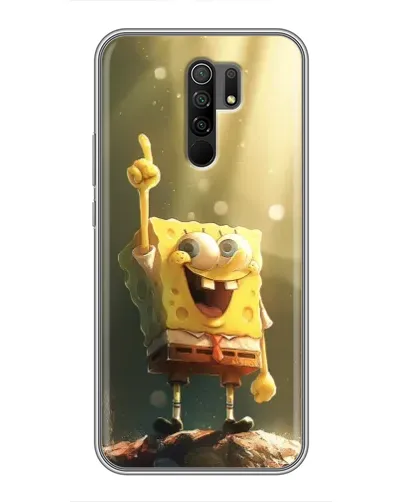 Чехол для Xiaomi Redmi 9 с картинкой «Сияющий Спанч Боб»