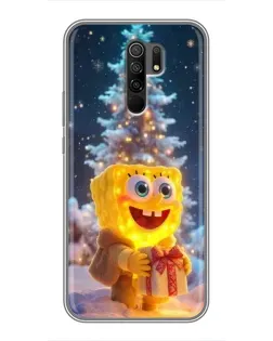 Чехол для Xiaomi Redmi 9 с картинкой «Рождественский Спанч Боб»