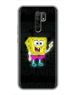 Чехол для Xiaomi Redmi 9 с картинкой «Неоновый Губка Боб»
