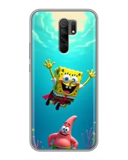 Чехол для Xiaomi Redmi 9 с картинкой «Спанч Боб под водой»
