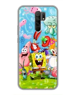 Чехол для Xiaomi Redmi 9 с картинкой «Губка Боб и друзья»