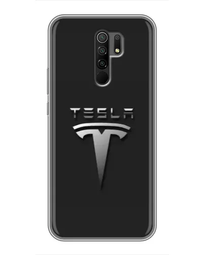 Чехол для Xiaomi Redmi 9 с картинкой «Стальной логотип Tesla»