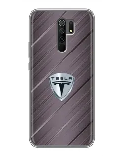 Чехол для Xiaomi Redmi 9 с картинкой «Металлическая текстура Tesla»