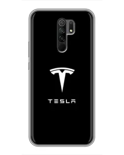 Чехол для Xiaomi Redmi 9 с картинкой «Tesla White Logo»