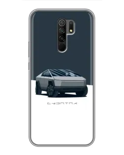Чехол для Xiaomi Redmi 9 с картинкой «Серебристый Cybertruck Tesla»