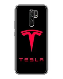 Чехол для Xiaomi Redmi 9 с картинкой «Tesla Red Logo»