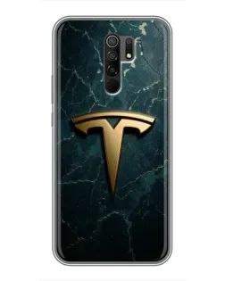 Чехол для Xiaomi Redmi 9 с картинкой «Мраморная Tesla Gold»