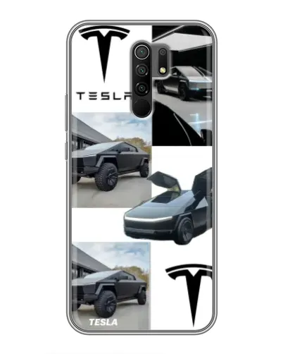 Чехол для Xiaomi Redmi 9 с картинкой «Коллаж Cybertruck Tesla»