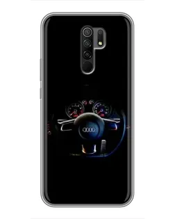Чехол для Xiaomi Redmi 9 с картинкой «Салон Audi — руль»