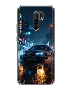 Чехол для Xiaomi Redmi 9 с картинкой «Ночной город и Audi»